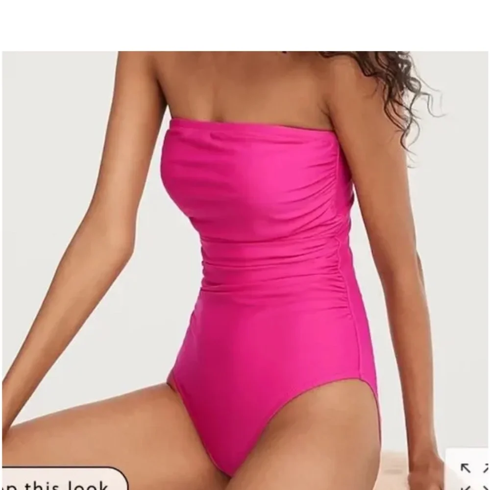 J. Crew Ruched Bandeau One-Piece Fuchsia NEW - Picture 3 of 8